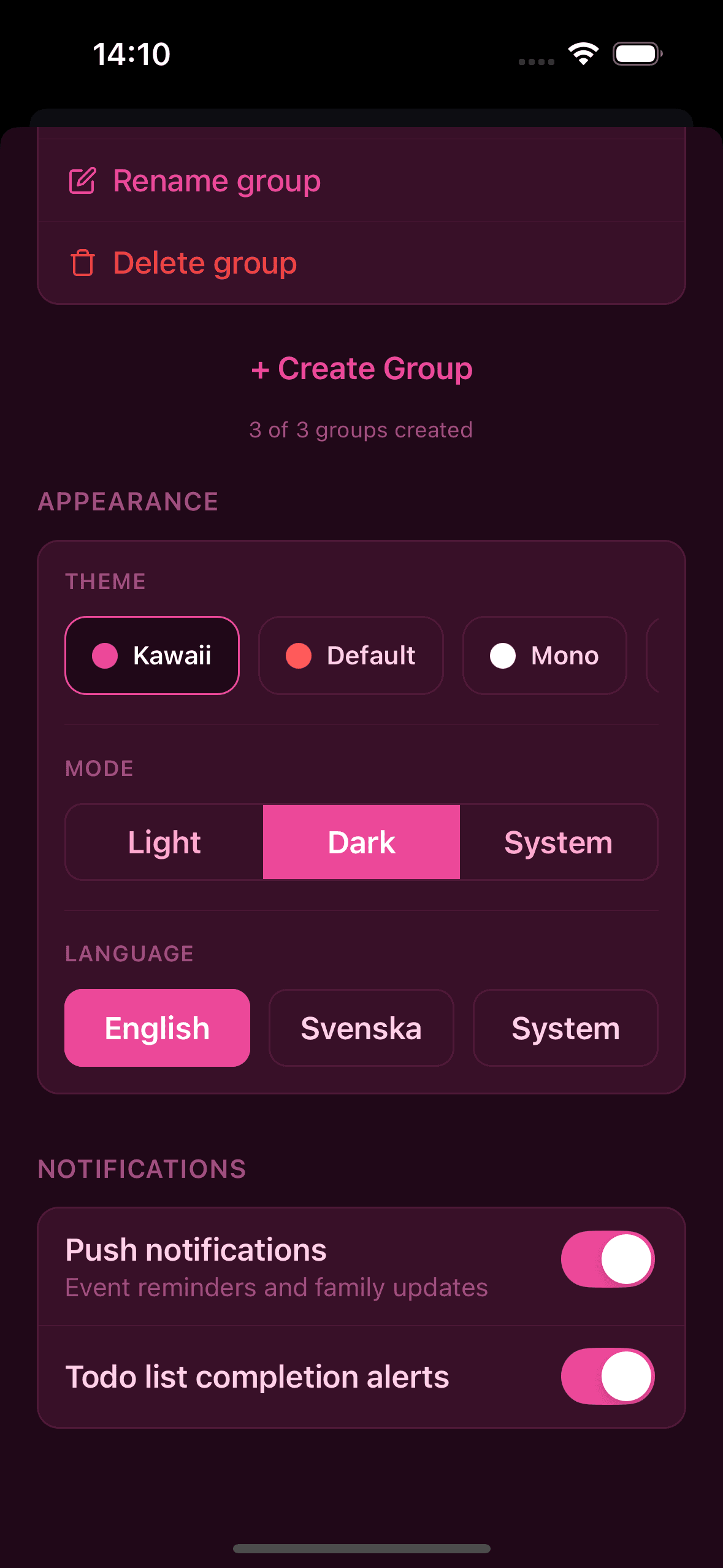 Famnly family calendar in kawaii theme